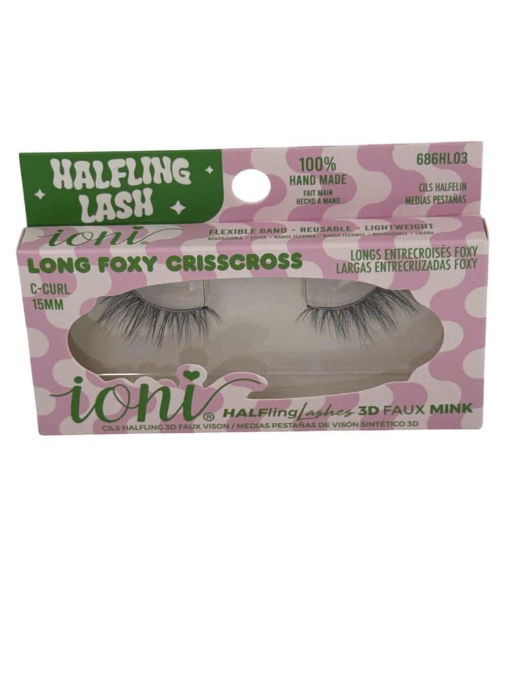 Ioni Long Foxy Crisscross Halfling 3D Faux Mink Lashes New